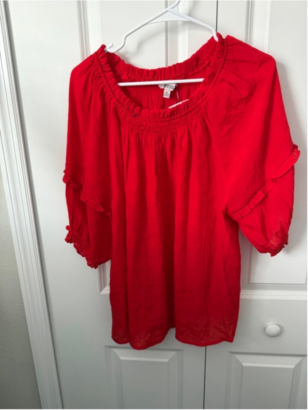 Nanette Lepore Red Off-Shoulder Blouse XL